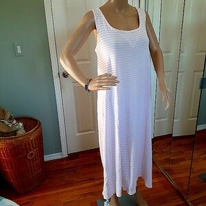 Charter Club XXL 100% cotton pink and white square neck maxi loungewear